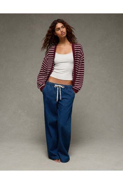 AMERICAN EAGLE كارديجان مفتوح من الأمام بأكمام بالون من AE