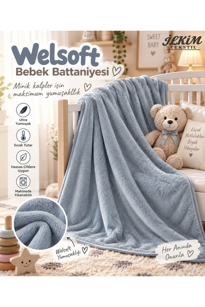 cs ilkim Welsoft Bebek Battaniyesi - 105x155 cm | Ultra Yumuşak & Hafif |