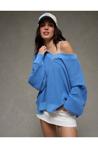 AMERICAN EAGLE سويت شيرت AE Big Hug بفتحة رقبة على شكل حرف V