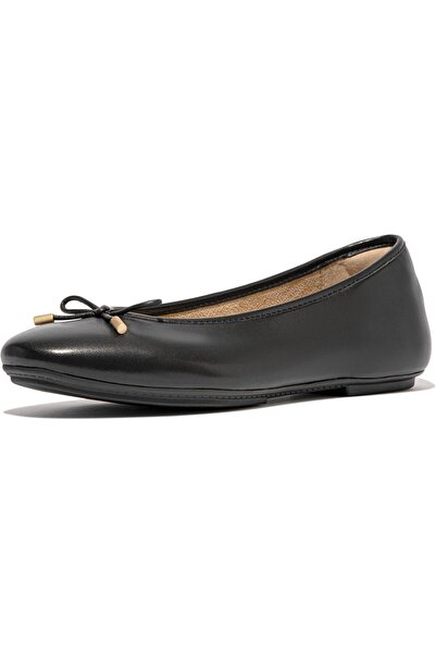 Fitflop حذاء باليه نسائي من ديليكاتو بو، مصنوع من الجلد الناعم.