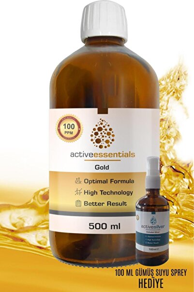 Kolloidal Altın Suyu 100 ppm 500 ml + Sprey Kolloidal Gümüş Suyu 40 PPM 125 ml
