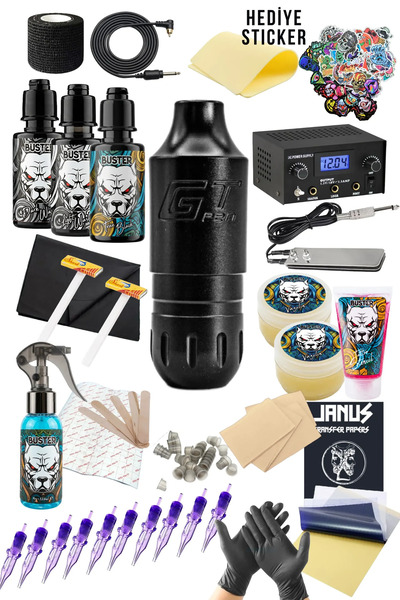Tattoo Ava GT-PEN Luxury Black Dövme Makinesi Seti – Yeni Başlayanlar İçin Pr...