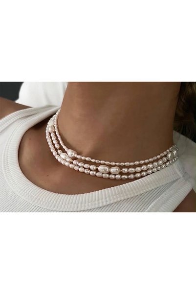 GLORY AYNUR Gerçek İnci Kadın Choker Kolye