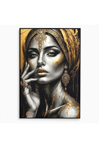 Luxcanva Tablou Canvas Regina Misterioasa 70x100 cm cu Rama Negru Portret Fem...