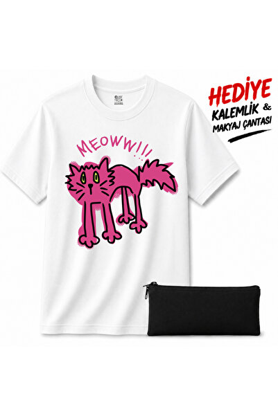 barsdepo Tricou imprimat MEOWW, unisex, 100% BUMBAC (CU CADOU SURPRIZĂ)