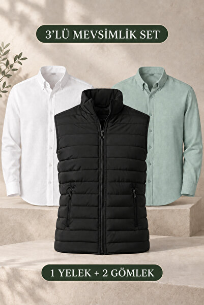 YONEZ MODA 3-Piece Men's Seasonal Combination Pack – 1 Quilted Vest + 2 Sofia...