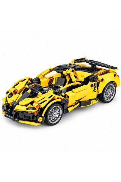 Toy Set de construcție Supercar galben, 422 piese, mecanism pull-back, scară ...