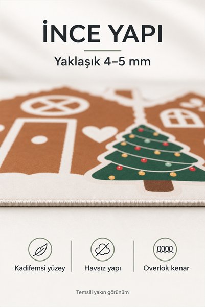 Monnhein Christmas Cookie Houses Shaped Non-Slip Bath Mat 50X80 cm