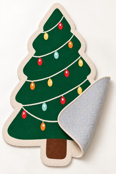 Monnhein Christmas Pine Tree Shaped Non-Slip Bath Mat 50X80 cm
