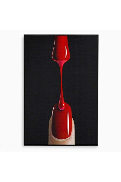 Luxcanva Tablou Canvas Picatura De Lac De Unghii 40x60 cm cu Rama Negru Pensu...