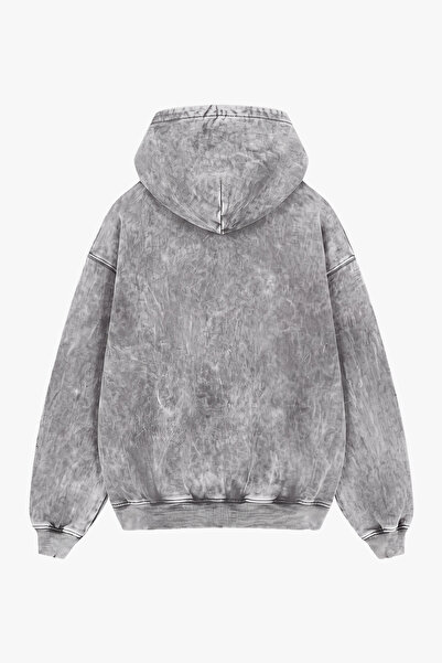 Sekizbiraltı Life Is Too Short Baskılı Yıkamalı Beyaz Oversize Unisex Hoodie