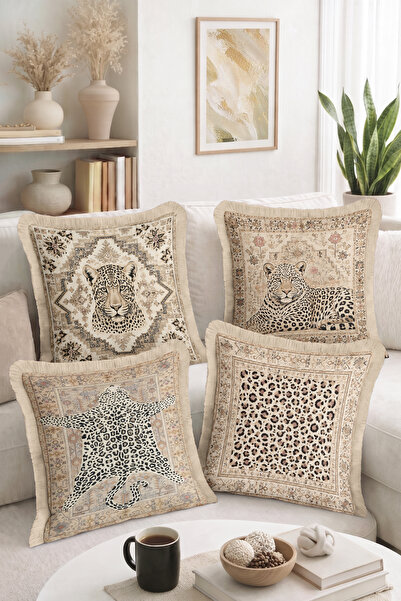 Home Ethnic Patterned Decorative 4-Piece Fringed-Tasseled Throw Pillow Cover ...