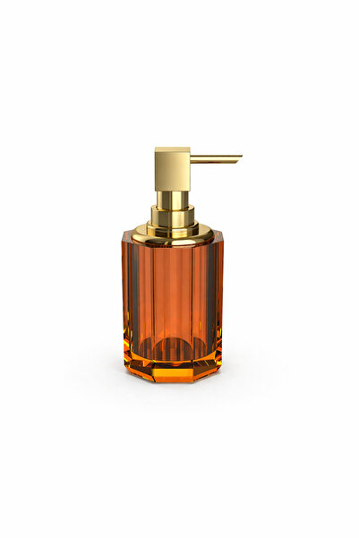 Decor Walther New Kristall Liquid Soap Dispenser, Countertop - Matte Gold/Amber