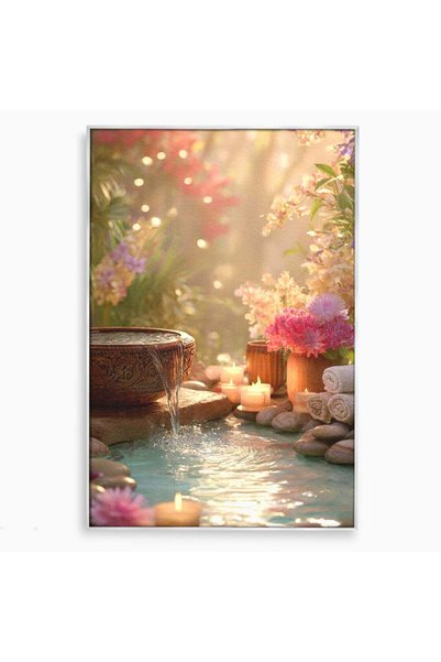 Luxcanva Tablou Canvas Rasarit In Gradina Zen 80x120 cm cu Rama Argintiu Oaza...