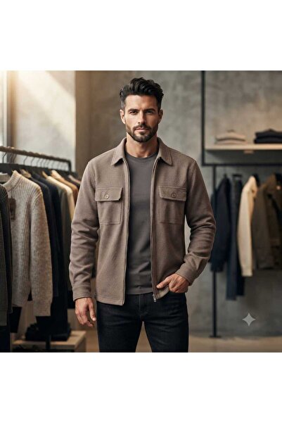 Duss Men's Buttoned Zippered Shirt Jacket