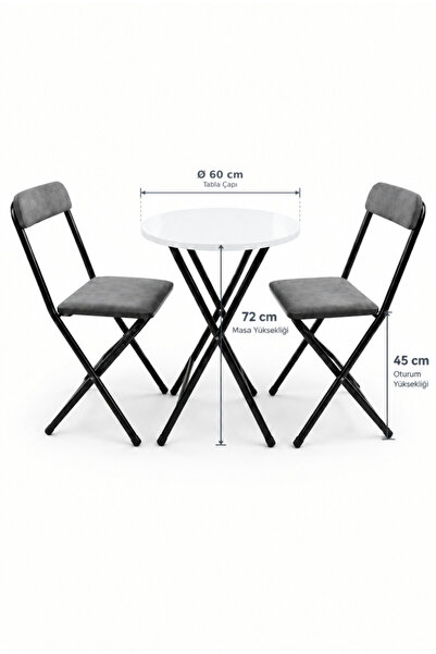 çağlar metal 2 Kişilik Katlanabilir Masa Sandalye Seti 60 Cm – Balkon, Bahçe ...
