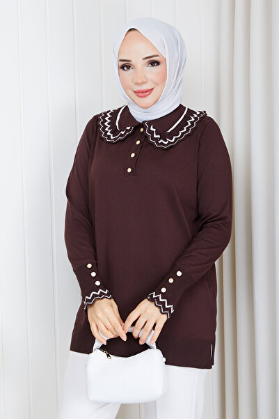 Pamuk Butik Women's Baby Collar Mercerized Knitwear Tunic