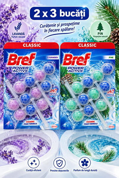 Bref 2x 3 odorizant wc si curățare cu lavanda și pin