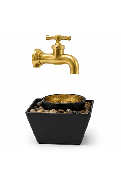 FOXMAG24 Decorative Indoor Fountain with Suspended Faucet Effect, Gold-Black