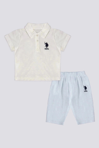 U.S. Polo Assn. US Polo Assn Licensed Button White Baby Boy Set