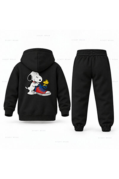 SVART WEAR طقم بدلة رياضية للأطفال مطبوع عليه سنوبي باجيك