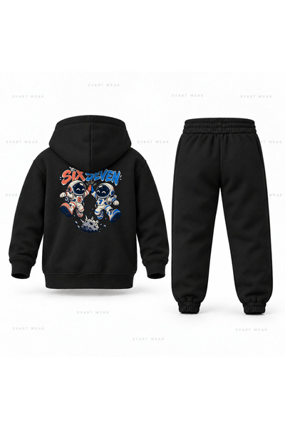 SVART WEAR Six Seven 67 Astronot Yaris Παιδικό Σετ Φόρμας με Κουκούλα και Στάμπα