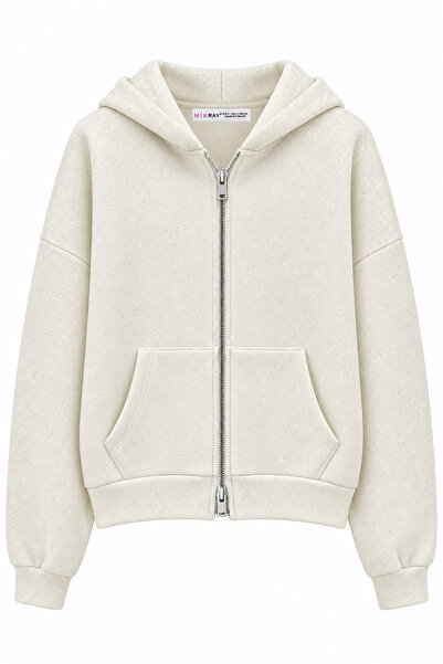 Mixray 2253 Sparkly Hooded 3 Thread Sweatshirt Ecru