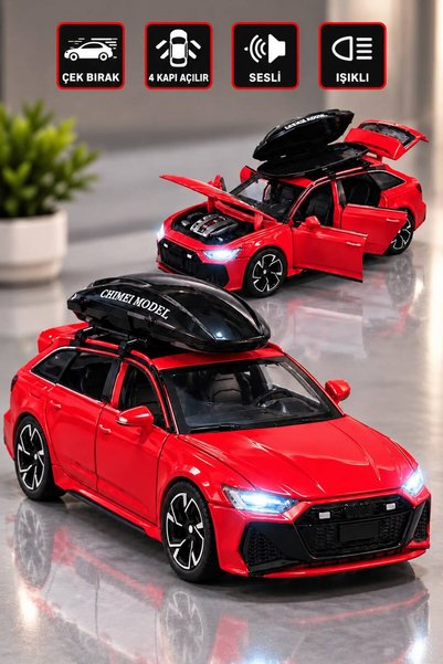 Fidan oyuncak Audi RS6 Metal Model Araba 1:32 Diecast Işıklı Sesli Çek Bırak ...
