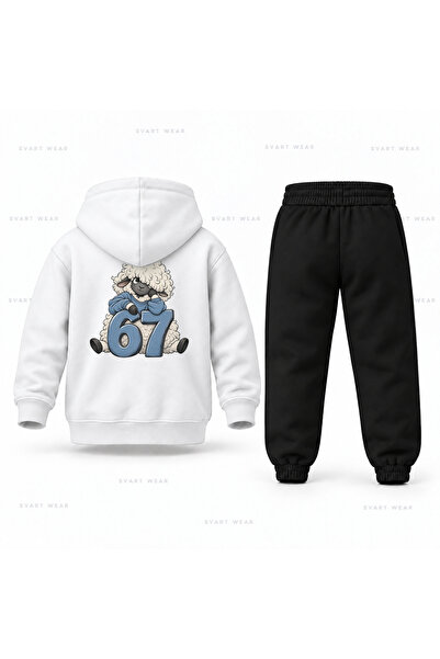 SVART WEAR طقم بدلة رياضية للأطفال من Six Seven 67 مطبوع عليه صورة خروف