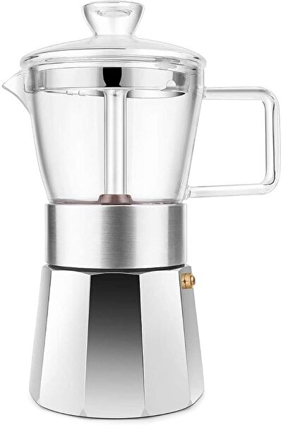 Yelajoy Stovetop Espresso Maker,Silver Moka Pot Coffee Brewer