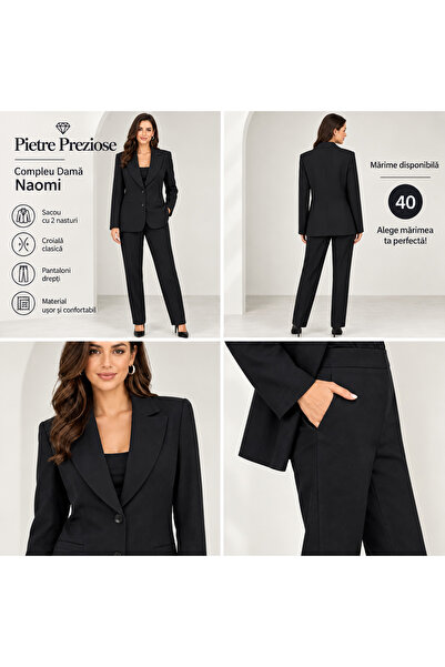Pietre preziose Compleu dama, elegant, Naomi, Regular Fit, negru