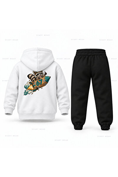 SVART WEAR طقم بدلة رياضية للأطفال من Six Seven 67 مطبوع عليه صورة صاروخ من ا...