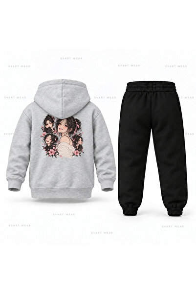 SVART WEAR Kpop Demon Hunters Mira Anlik Printed Children's Hooded Tracksuit Set