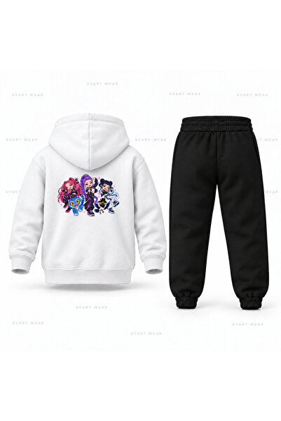 SVART WEAR طقم بدلة رياضية للأطفال بقلنسوة مطبوعة من KPop Demon Hunters Rumi ...