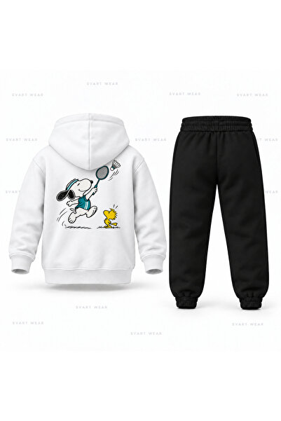 SVART WEAR Σετ παιδικής φόρμας με κουκούλα με στάμπα Snoopy Badminton