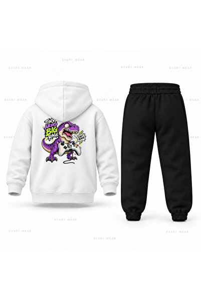SVART WEAR طقم بدلة رياضية للأطفال بقلنسوة مطبوع عليها Six Seven 67 Control Dino