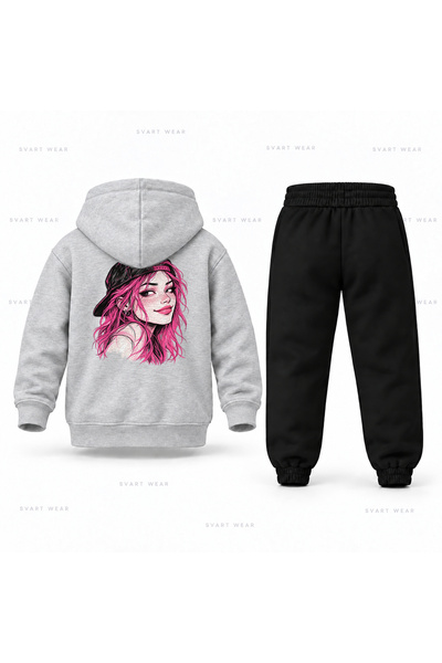 SVART WEAR طقم بدلة رياضية للأطفال من KPop Demon Hunters Mira Ters Sapka مطبو...