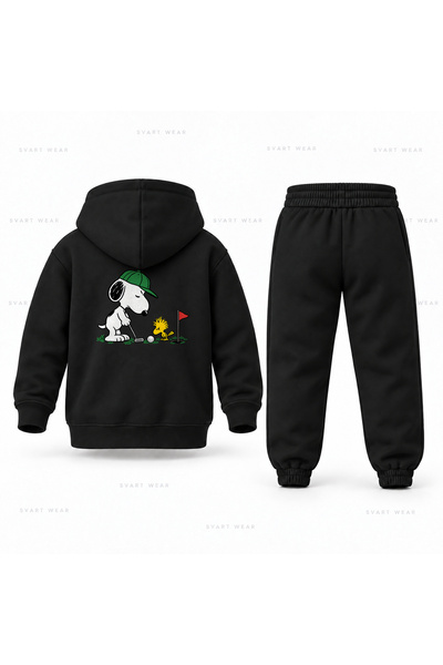 SVART WEAR طقم بدلة رياضية للأطفال بقلنسوة مطبوع عليه سنوبي ميني جولف