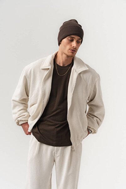 go gang own Cordguard Thick Corduroy Zippered Collared Men's Coat