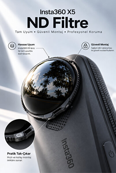 Motobros Insta360 X5 Uyumlu ND Filtre Lens Filtresi ND16 – Işık Kontrollü Sin...