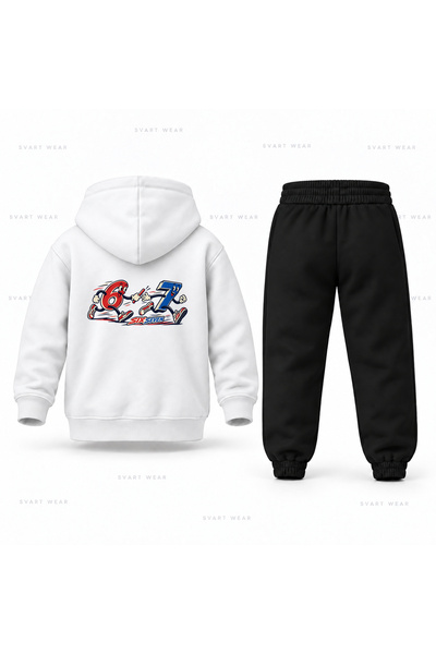 SVART WEAR طقم بدلة رياضية للأطفال مطبوعة بطبعة Six Seven 67 Numara Kostur