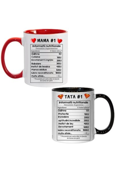T&M Personalizare Set de 2 căni personalizate pentru mama și tata, cu valori ...