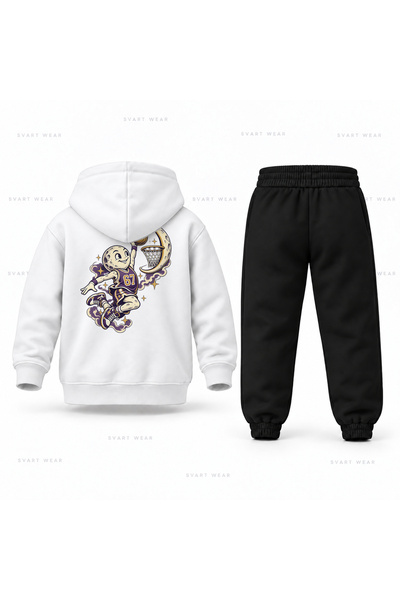 SVART WEAR طقم بدلة رياضية للأطفال من Six Seven 67 Ay مطبوع عليه كرة السلة