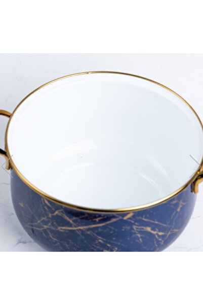 Generic Brand 26 cm 6 Liters Lüx Gold Large Size Navy Blue Marble Milk Yogurt...