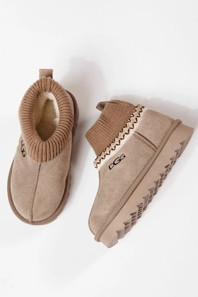 Zaira Ghete fete îmblanite khaki din piele naturala intoarsa Carla #30472 - 32
