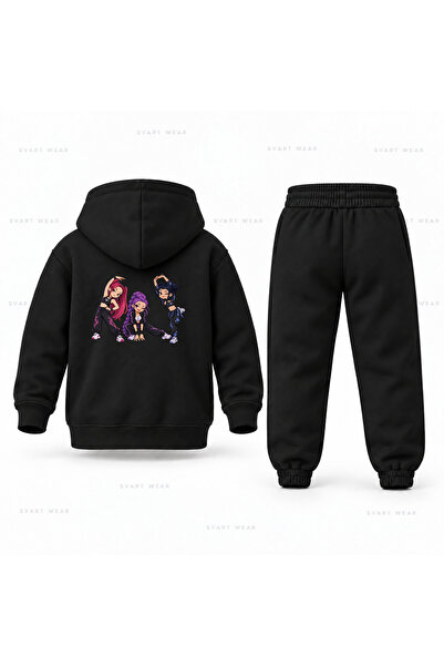 SVART WEAR طقم بدلة رياضية للأطفال من KPop Demon Hunters Huntrix مطبوع عليه ح...