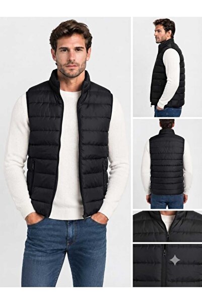 ASG TEKSTİL Men's Quilted Lined Puffer Vest with Double Pockets and Zipper