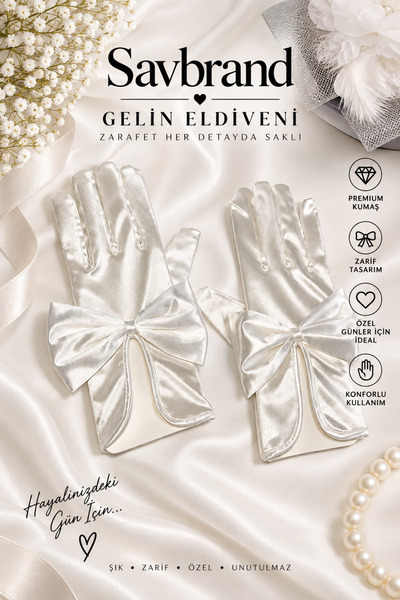 SavBrand Bowknot Satin Bridal Gloves Stylish Elegant Design Special Occasion ...