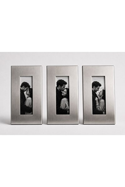 Peony Wood Craft Fırçalı Paslanmaz Çelik Duvar Fotoğraf Çerçevesi - 1 Adet