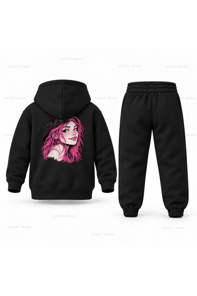SVART WEAR طقم بدلة رياضية للأطفال من KPop Demon Hunters Mira Ters Sapka مطبو...